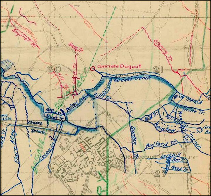 Gueudecourt Map 1916