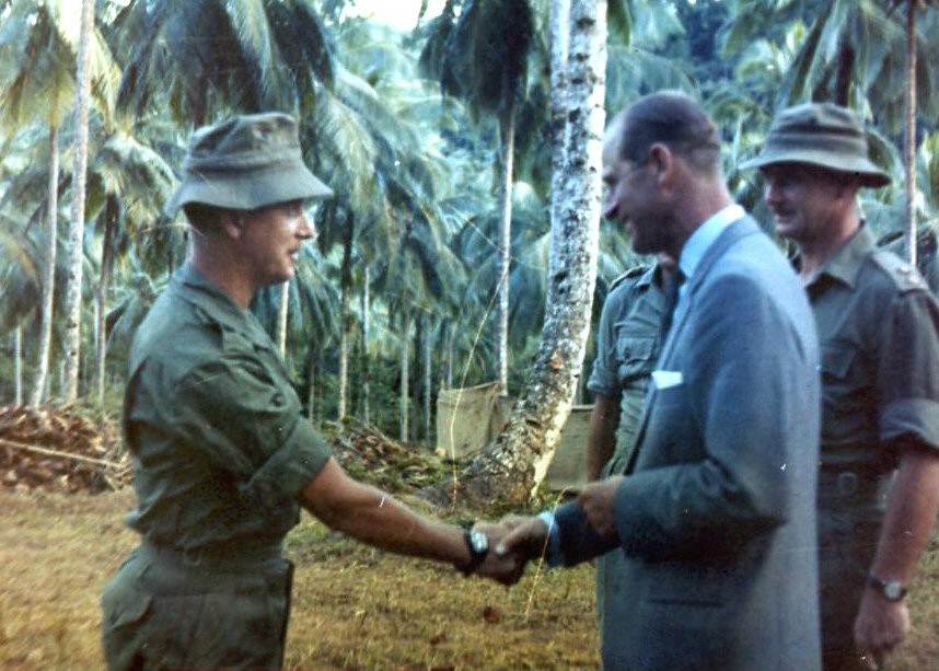 CSM "Footy" Don Cheeseman ('B' Company) meets H.R.H. The Duke of Edinburgh