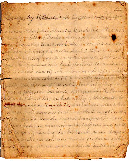 Private H. T. Beard Boer War Letter