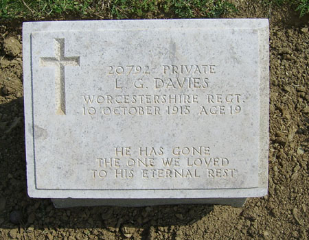 Private Leonard George DAVIES (20792) war grave