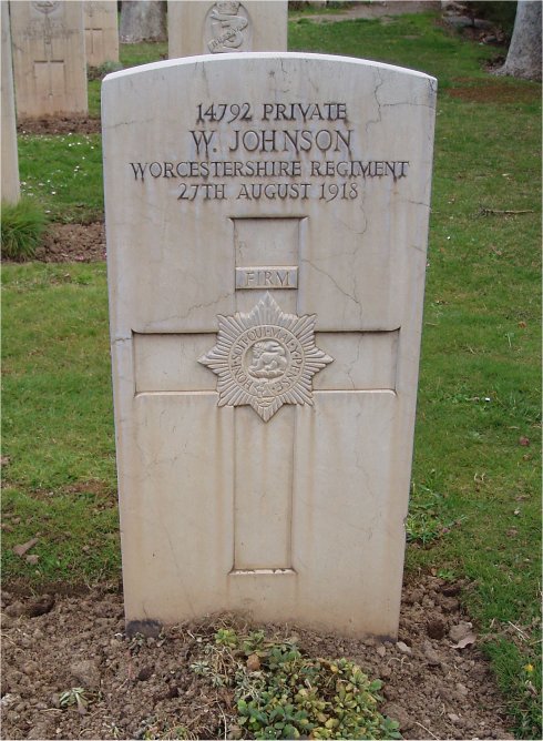Private Walter Johnson (14792) war grave